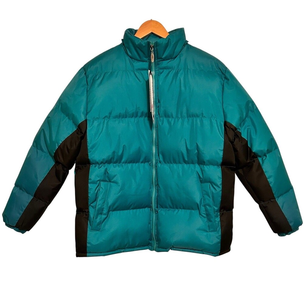 i5 Apparel Women's Puffer Coat Green Teal Black Size Large Insulated